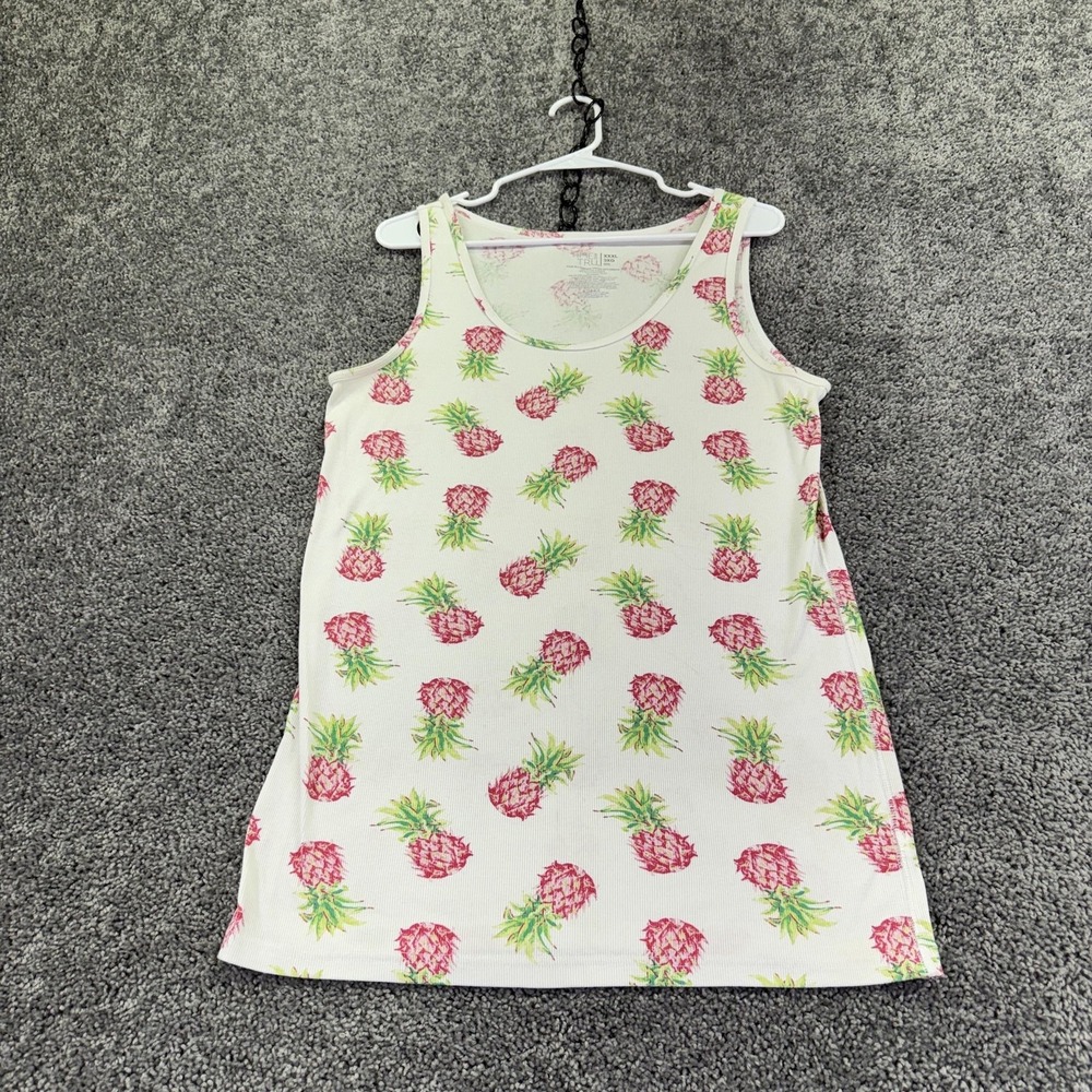 Time And Tru Tank Top Womens 3XL Pineapple Print Scoop Neck Stretch Summer